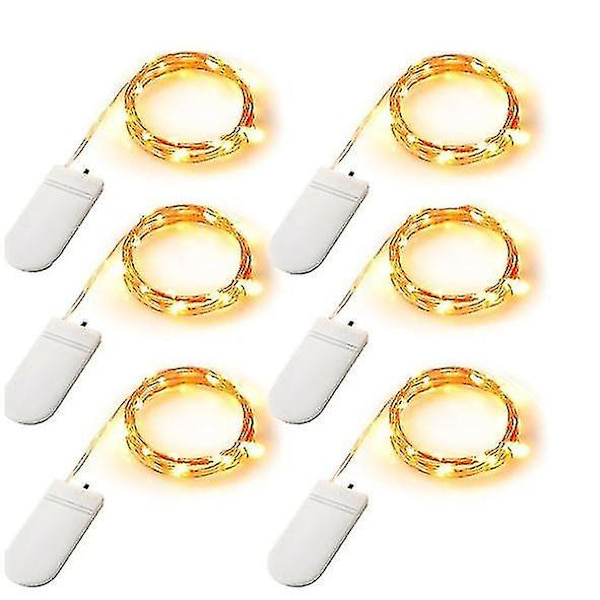 Fairy String Lights, LED-ljusslingor med batteridrift, koppartråd, vattentäta för utomhusdekoration i trädgården, 2 m, 20 LED, blinkande