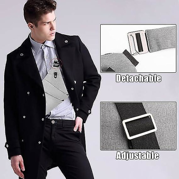 Slyngeveske, lett crossbody skulderveske brystvesker dagssekk, en stropp anti-tyveri slyngeveske for kvinner menn DB grå grey right shoulder