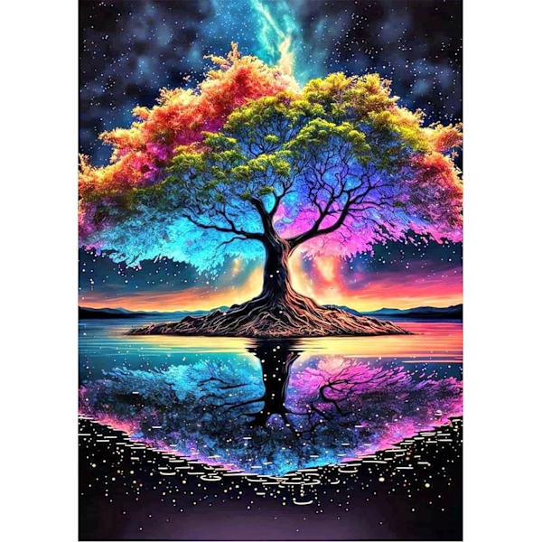 Maisema Timanttimaalauspakkaukset, 5D Puu Timanttimaalauspakkaukset Aikuisten Pyöreät Timantit Magic Tree Timanttimaalauspakkaukset Crest Ar