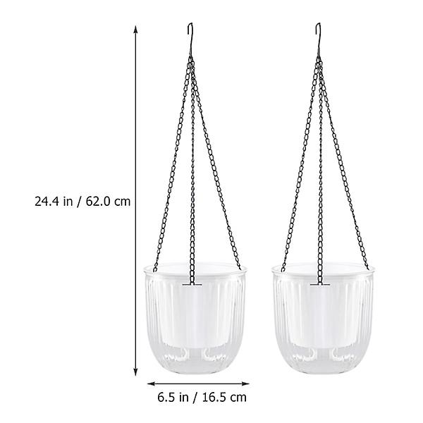 2 kpl Itsekasteltava Riippuva Kukkaruukku Sisätiloihin Riippuva Kukkaruukku Ulkotiloihin Riippuva Kasviruukku Kori Valkoinen16 White 16.5X15CM