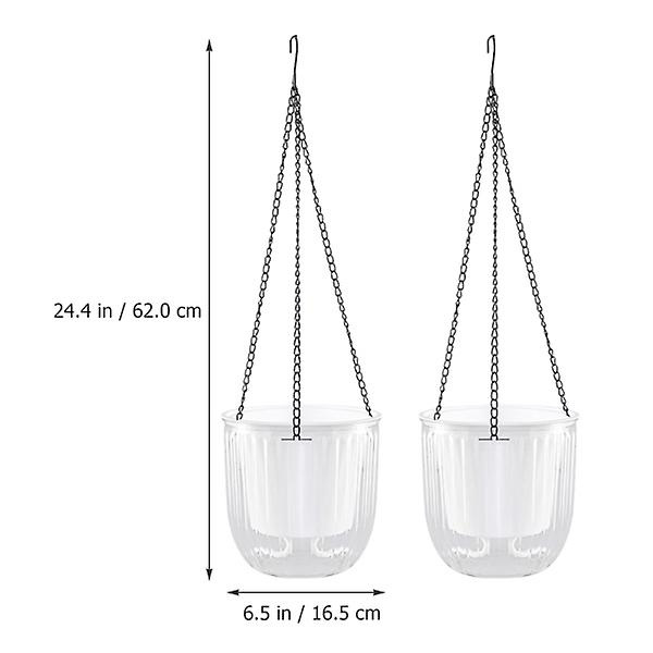 2 stk Selvværende Hengende Plantepotte Innendørs Hengende Blomsterpotte Utendørs Hengende Plantepotte Kurv Hvit 16 White 16.5X15CM
