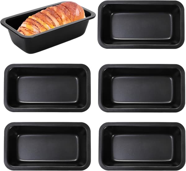 6-pak Non-Stick Mini Brødforme - 3,5 x 6-tommer Kulstofstål Brød- og Toastforme, Mini Bageforme til Bananbrød, Brød og Muffins