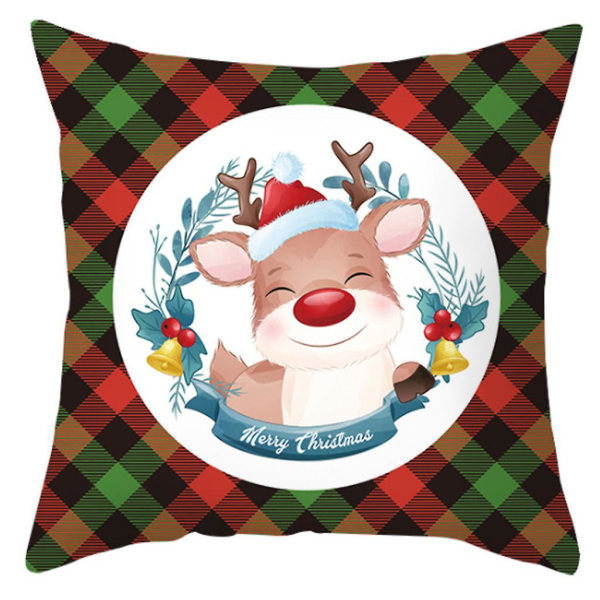 Christmas Polyester Velvet Pude Til Santa Gnome Snowman Plaid Pudebetræk45*45cmA