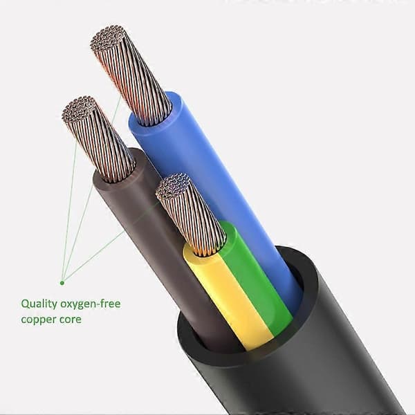 3m 3*0.75 SQMM EU Power Cable 3 Square Pin Pure Copper Kettle Power Adapter (VDE)
