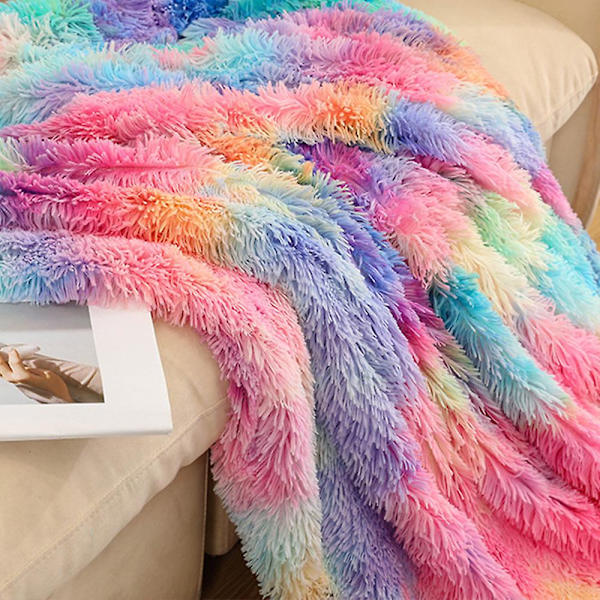 80*120cm Super Mjuk Plysch Plyschfilt Tie Dye Färgad Färgglad Dekorativ Filt Luddig & Varm Filtöverdrag