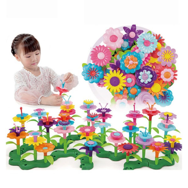 109 st Leksaker för flickor i åldrarna 3 Blomsterträdgård Byggleksak Bygglek för baby, barn - inomhus och utomhus blomsterarrangemang f