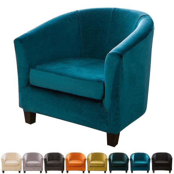 2-pack Set Solid Velvet Tub Chair Slipcover Enkelt Armstol Stolsöverdrag