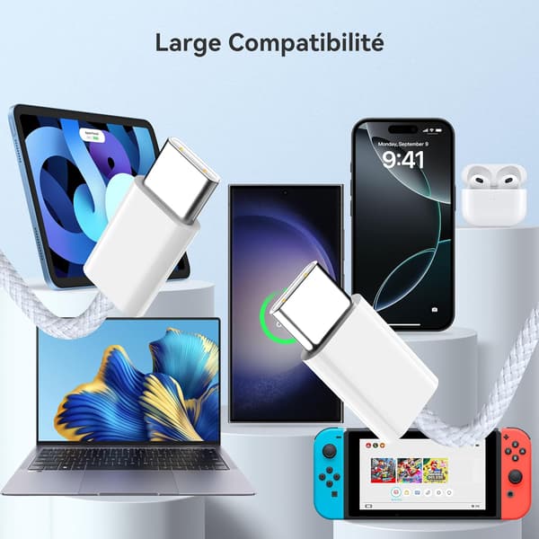 USB C to USB C Cable Fast Charging [1M/2-pack] 60W USB Type C Cable 3A Compatible with iPhone 16 15 Pro Max Samsung S24 S23