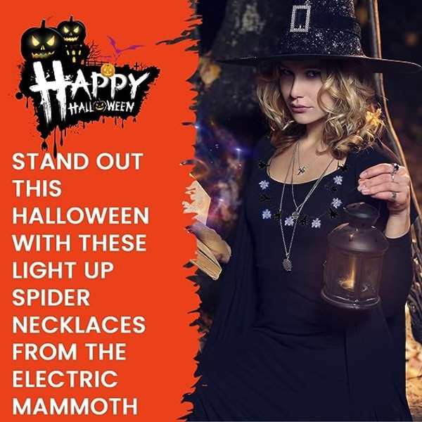 LED-kaulakoru - kirkkaasti valaistu Halloween-lasiriipus naisille ja miehille - roikkuvat pelottavat kaulakorut juhliin, raveen, fe