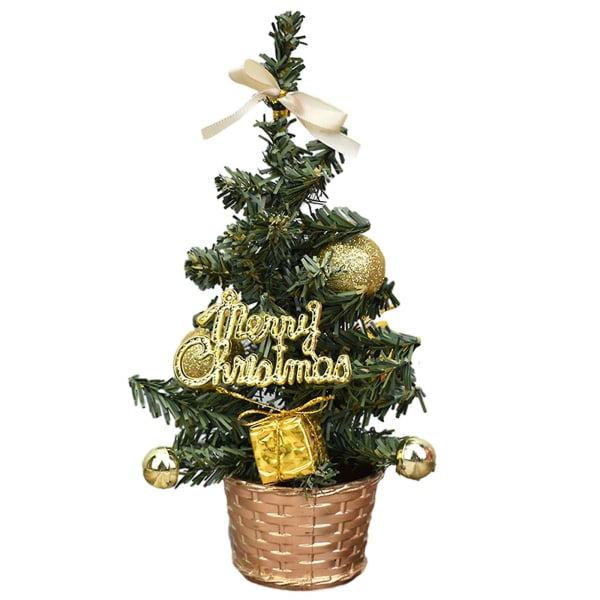 Mini konstgjorda julgranar Xmas Desktop Dekoration Tree Set Bordsskiva julgran, för Kristus Golden
