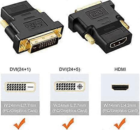 DVI til HDMI-adapter, 2-pak Bi-direktionel DVI han til HDMI hun