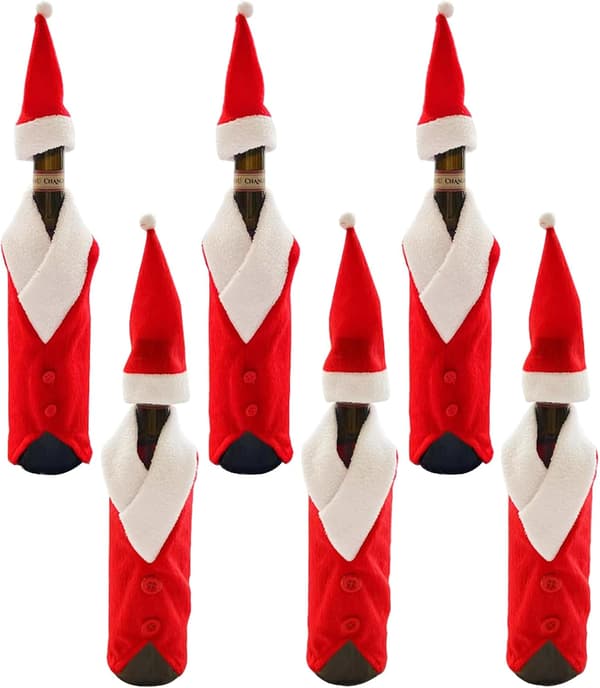 Set med 4 röda julvinsflaskepåsar, rödvinsflaskeset, Fab