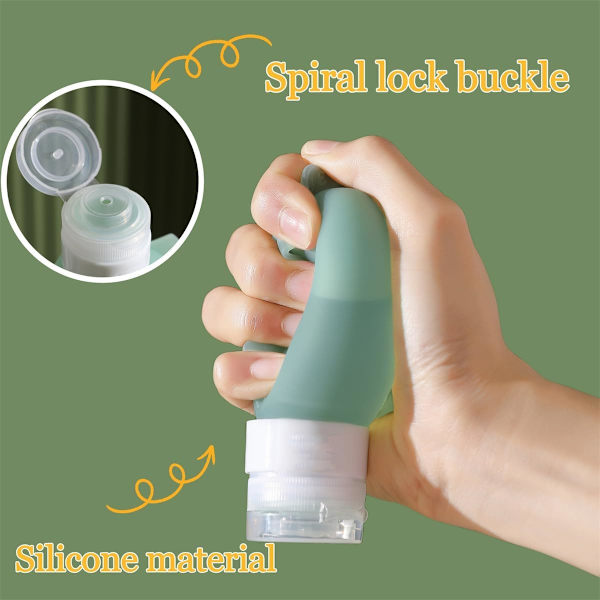 Kannettavat leveäsuiset matkapullot, uudelleentäytettävät silikonipullot matkalle, nestesäiliöt matkalle, leveä suu 6pcs 60ml+90ml