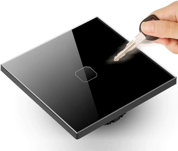 Simple Black Glass Touch Wall Switch with High-Quality Square Button and LED Backlight