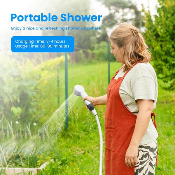 Rechargeable Camping Shower Pump - Adjustable Flow for Travel
