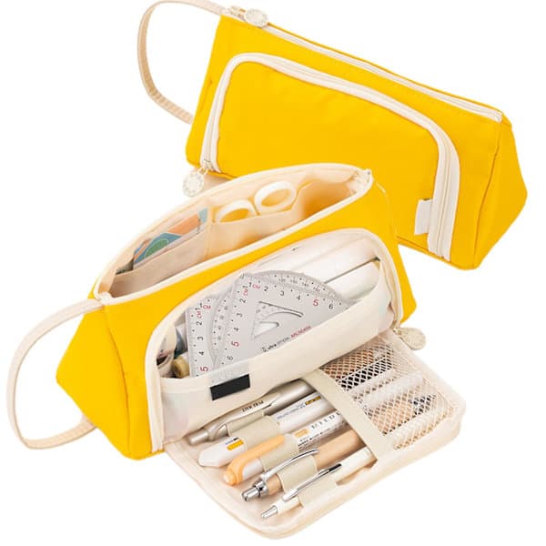 Zippered Pencil Case with Multiple Compartments for School and Office 1