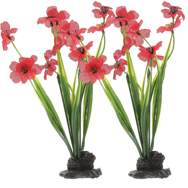 2 stk Dekorative Akvarieplanter Fint Kunstigt Plante Bord Akvarieplante Akvarietilbehør 21x5.5c 21x5.5cm