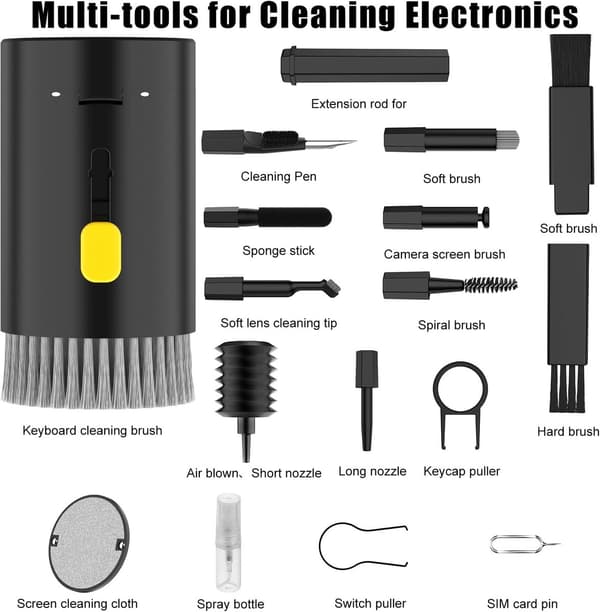 Keyboard Cleaning Kit 20 in 1 Multifunctional Tool for Laptop, Headphones, Camera, Black