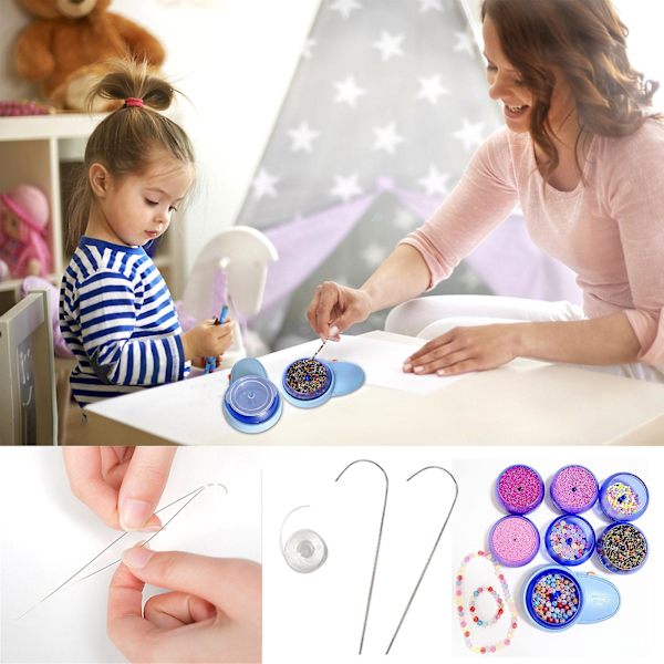 Perlesett Automatisk Perletråd med 3 Roterende Boller Rask Perletråd Perlebolle Sett for Armbånd