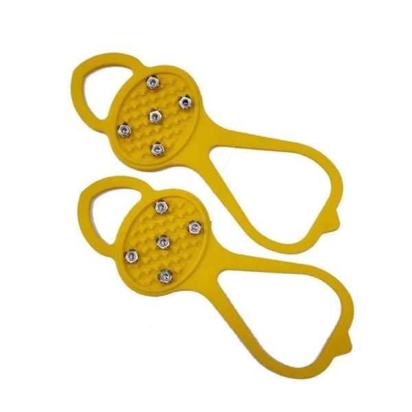 Utendørs sport kalebassformet 8-formet sklisikre skotrekk Anti-skli skotrekk Snøgripere Single 5-tann stegjern (størrelse M gul)