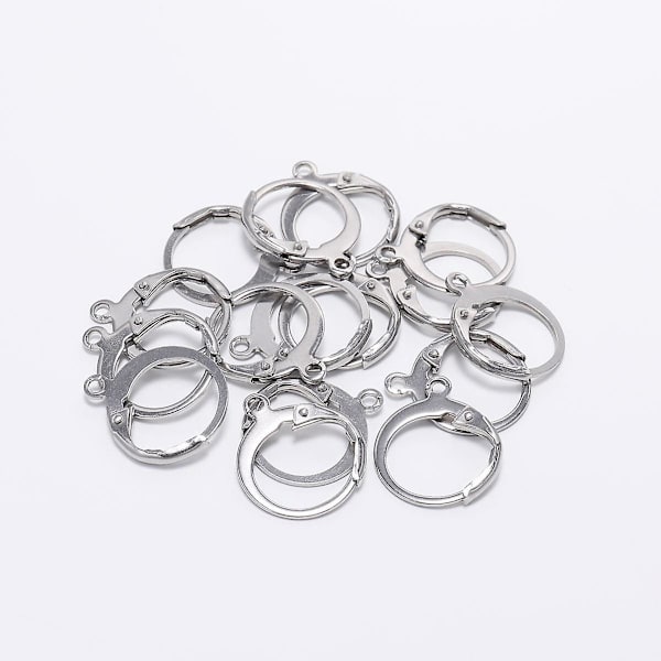 Silver Hoopörhängen Silverörhängen Örhängen i rostfritt stål med spärr för DIY-smyckestillverkning