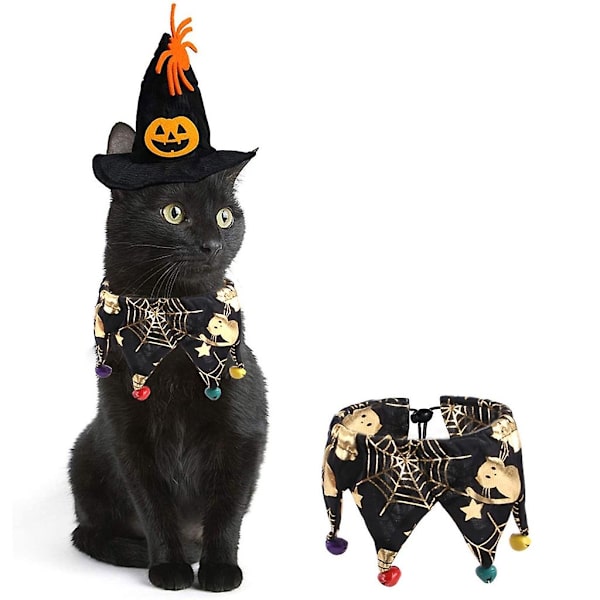 Style 4Cat Halloween-asu Koiran Kaulahuivin kanssa Kellon kanssa Koiran Juhla-tarvikkeet Style 4