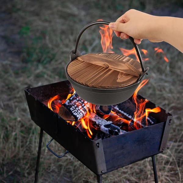 Støbejernsgryde til camping, traditionelt japansk design, kogegrej