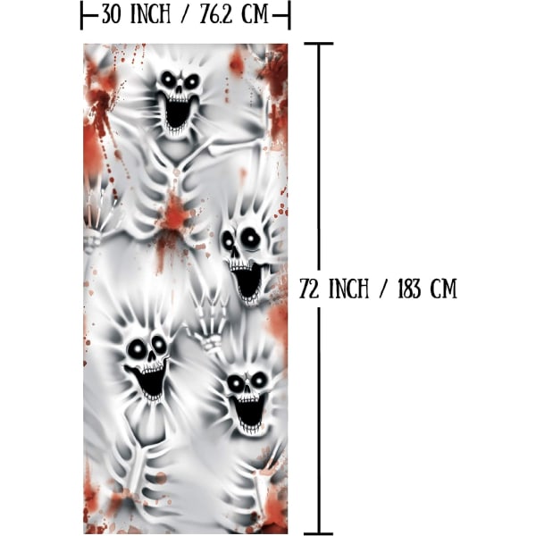 3D-suunnittelu Pelottava Luuranko Ovipeite 30” x 72” Halloween Luuranko Ovelle, Ikkunalle ja Seinälle Sisä- ja Ulkokoristeeksi