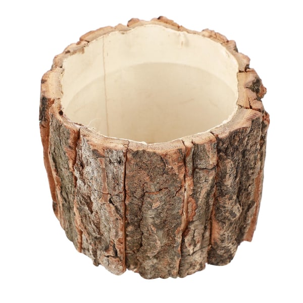 Naturligt trä Blombehållare Rustik Bark Design Planter Party Heminredning9x8x8cm 9x8x8cm