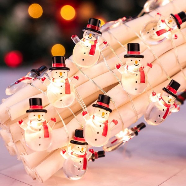 Christmas String Lights 10ft 30LEDs Snowman Fairy Lights of String USB Plug- for Winter Wedding Soverom Peis Christ