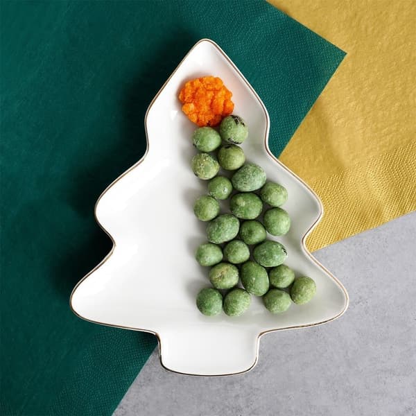 Juletræstallerken i porcelæn med gulddetaljer – Perfekt til jul! 106