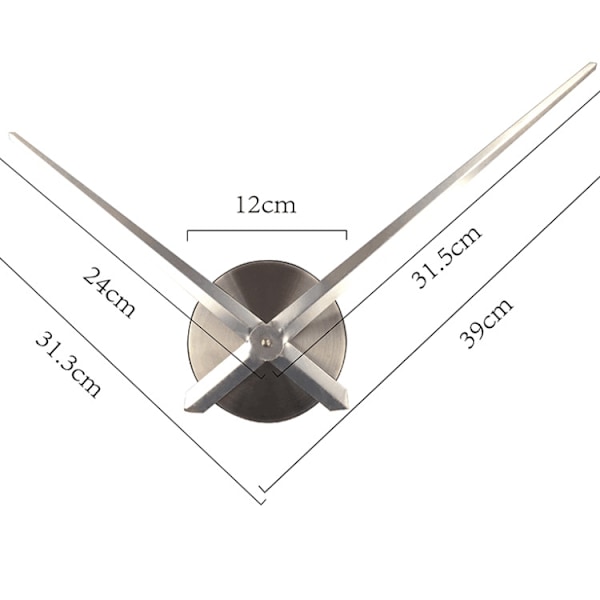 Sølv Urvisere 3D Væg Ur til Køkken Kontor og Hjem Kunstindretning Quartz Urværk Mekanisme Tilbehør