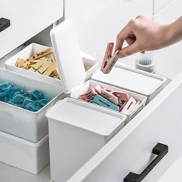 Laundry Detergent Storage Box with Lid, PP, White, Dustproof and Moisture-proof, Household Use