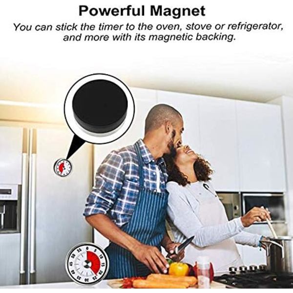Magnetic Mechanical Kitchen Timer - Countdown Timer 60 Minutes Visual