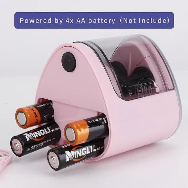 Electric Pencil Sharpener for Kids, Battery/Mains Powered, Dual Holes, Heavy Duty Automatic Pencil Sharpener, Cordless with Large Container, Pink