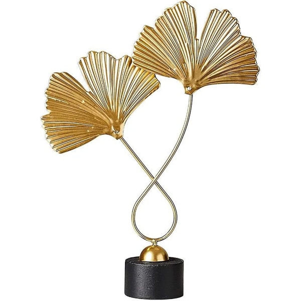 Marmor Ginkgo Ornament Guld Ginkgo Blad Vinkällare Veranda Dekoration Hantverk Växt Koppar Skulptur För Vardagsrum Hall Sovrum Kontorsinredning