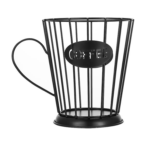Jern Kaffe Kapsel Oppbevaringskurv Kopp Formet Kaffe Pod Organizer Holder Svart 16X13X12.5CM Black 16X13X12.5CM