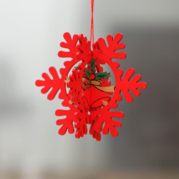2-pakning, 3D juletrepynt, hvit snøfnugg +