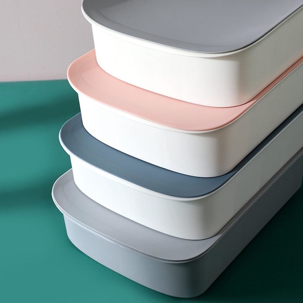 Plastförvaringslåda för underkläder, strumpor och trosor med lock (vit White 37X25X12CM