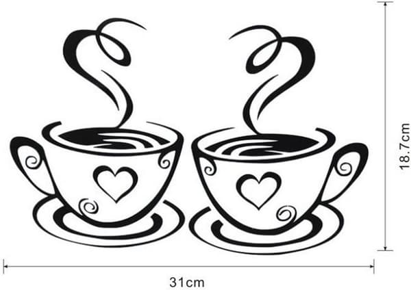 2-pack Decaltor Dubbla Kaffekoppar Mönster Dekal Väggdekaler Hem