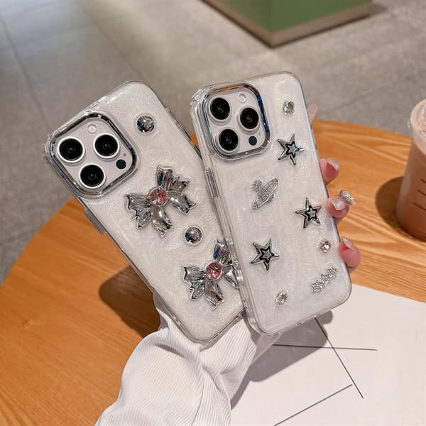 Designet til iPhone-cover, 3D Diamant Rosetstjerne Blødt Telefoncover (Stjerne, til iPhone 16 Pro Max)