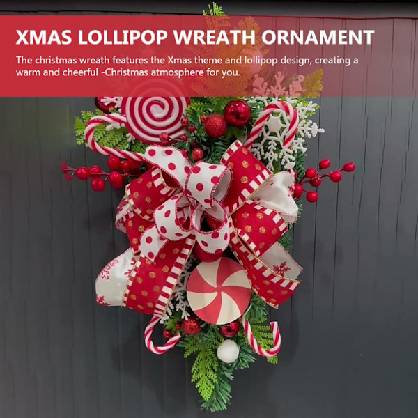 Julkrans för dörr - Pepparkaksjulkrans med julgranskulor för hemmet, inomhus och utomhus