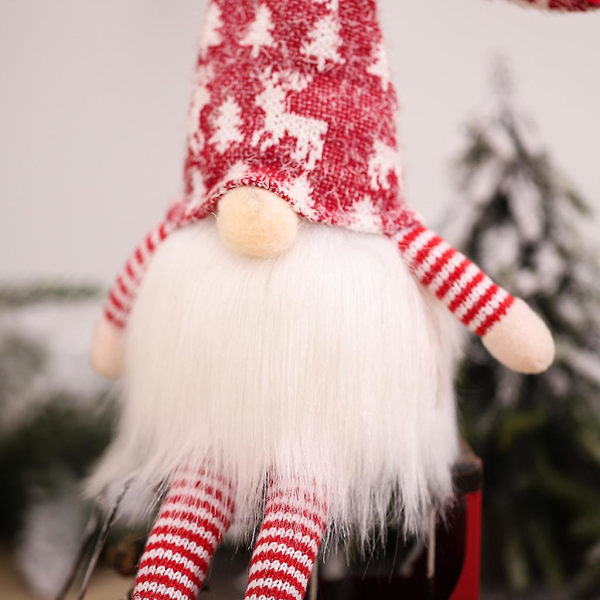 Röda Långa ben Jul Topp hatt Dvärg Gnome Docka Prydnad Belysning Söt tecknad dvärg Tomte Hemdekoration Julfirande Skrivbord Röda Långa ben