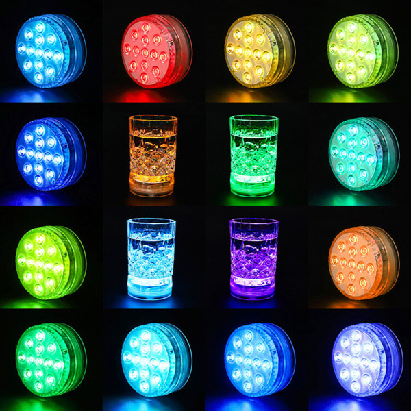 LED svømmebassenglys nedsenkbart LED-lys, Auting-belysning IP68 flerfargede undervannslamper med fjernkontroll, vanntett B