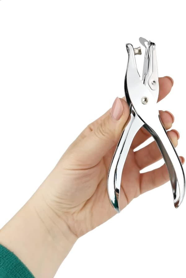 mm Single Hole Punch - Silver Hole Punch, 8 Sheets - Handheld Paper Punch, Perfect Office Accessory for Ring Binders