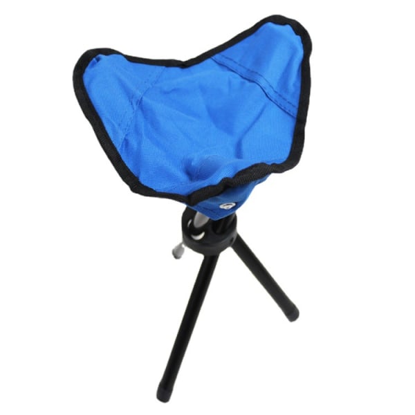 Blå Bärbar Vikbar Canvas 3-bens Tripod Pall för Vandring, Camping, Fiske, Picknick, Strand, Grill, Resa, Ryggsäcksturer, Trädgård