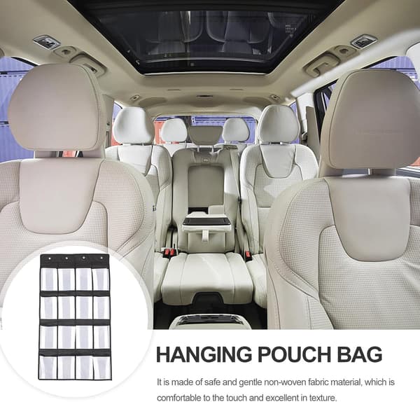 Door Hanging Storage Bag with Multiple Compartments in Non-Woven Fabric, Black, Easy to Clean, Efficient Storage