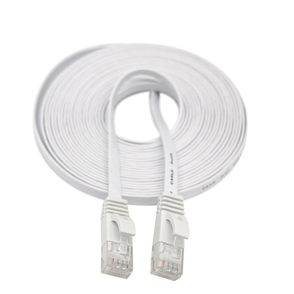 RJ45 Ethernet-verkkojohto, litteä, reititin, mielenkiintoinen erä, valkoinen, 3 m