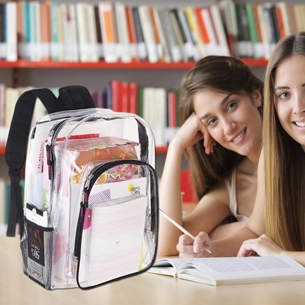 Genomskinlig Ryggsäck Kraftig Genomskinlig Ryggsäck Transparent Bokväska för Skola, Arbete, Säkerhet, Universitet