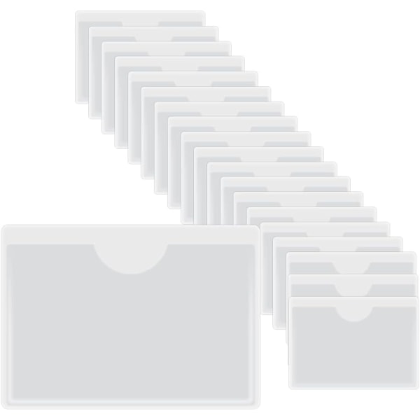 Klara plastklistermärken - 20 delar självhäftande kortfodral, med öppning upptill, för att skydda dina kort (inre storlek: 5,6 * 6,2 cm)